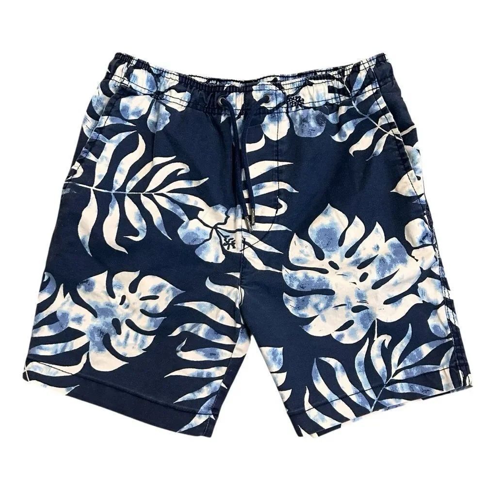 American Eagle navy tropical print tie waist shorts size xsmall